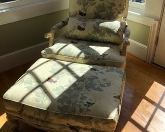 CR Laine Custom Bergere Chair with Ottoman