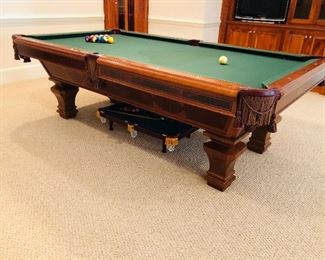 Brunswick pool table with leather pockets and a ping pong table to put on top