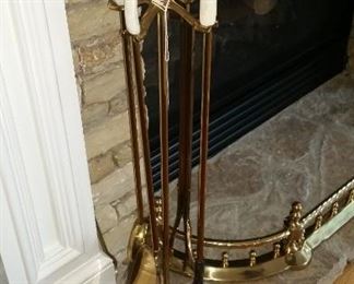 Faux Antler and Brass fireplace tools