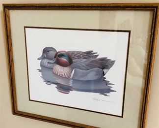 Framed duck print 21" x 17" by Richard Sloan $25
