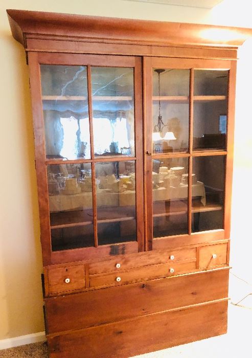 Gorgeous 19th Century pine cupboard. Wide-board construction. Square nails. 49" wide x 79.5" tall x 15" deep $750. 