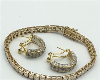 Sterling silver bracelet and earring set $