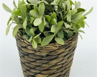9" Faux plant in wicker pot $4