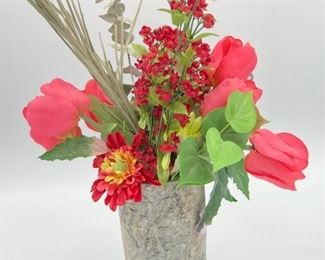 Natural log vase with flowers 17" $18