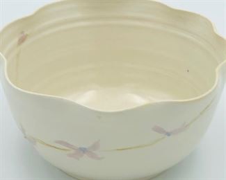 Signed fluted pottery bowl $14