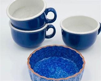 3 Royal Norfolk blue/white mugs $5. Home Essentials and Beyond blue dish $6