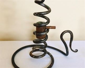 Metal candle holder 6" high $10
