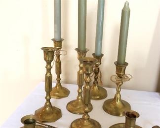 Brass candlesticks $4 ea. Candle snuffer $4
