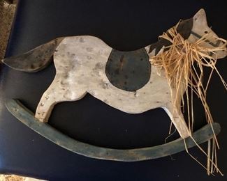 Rocking horse wooden wall hanging 15" wide $9