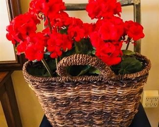 Basket of geraniums 16" wide $10