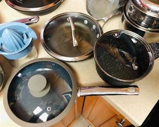 Non-stick frying pans $7. Sauce pans $6. Juicer $2