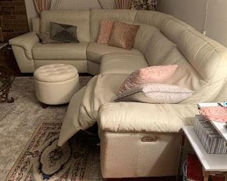 Natuzzi White Leather Electric Sectional with Foot Stool $2,500.00