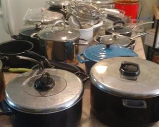pots and pans galore, convection oven, strainers