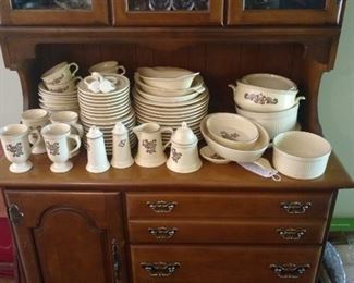 Pfaltzgraff dish set (more pieces were found in the attic), china cabinet - discounted