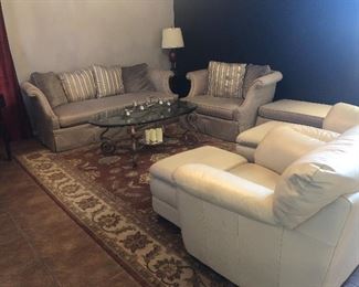 bernhardt sofa oversized chair and ottoman-  large room sized rug and so much more