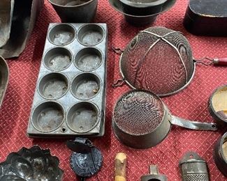 Coca Cola Opener/Old Sifters and Scoops/Old Tin Cooking Items