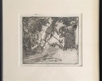Signed Madeline Murphy Rabb Black and White  17.5x16" *Artwork American, b. 1955 "Landscape"