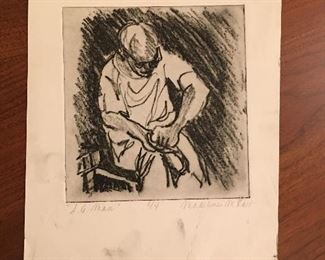 Signed Madeline Murphy Rabb "S.A. Man"  2/4  *Artwork American, b. 1955  9.5x8"