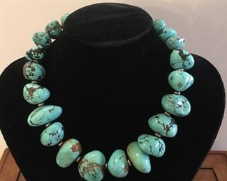 Kingman Mine Mexican TURQUOISE Necklace w/Turquoise Clasp! This piece eludes power! 
