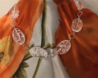 CRACKED CHRYSTAL Necklace w/Inlaid Textured Chrystal Clasp! Crystal ladies? What say you? 