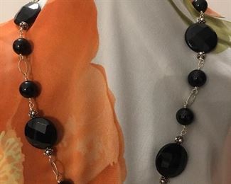 ONYX and Silver Beaded Spacers w/Silver Toggle Clasp