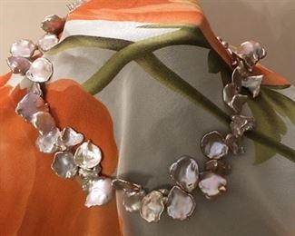 MAUVE FRESHWATER Pearl Necklace w/Pearl Clasp