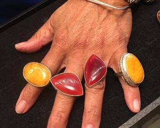 Amber and Carnelian oversized rings! MANY to choose from! 