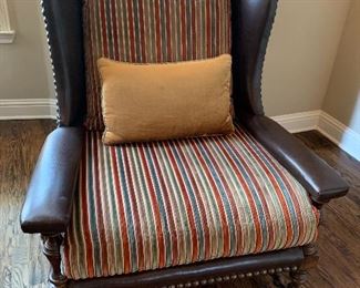 Custom Century leather and upholstered chairs with down cushions. Tags still attached 