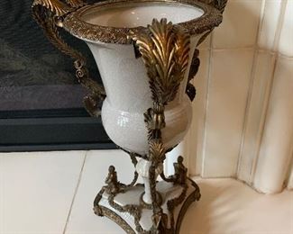 Ceramic and brass vase