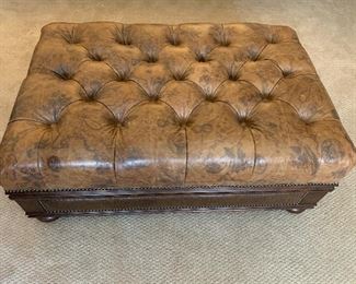 Leather ottoman by Hooker