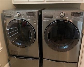 LG front load truesteam washer and dryer with storage