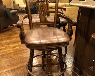 Leather and wood barstools 