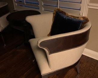 Hickory Grant Barrel chair with wood trim