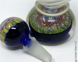 #6 Millefiore Swirl Bottle with Stopper  4" x 11.5"   $175