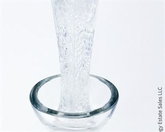 #10 Lalique crystal decanter with etched stopper. Stopper has some chips on bottom. 5" x 10" $145