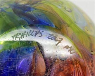 #17 "Nebula Bowl" Heavy multi-color glass bowl, signed Robert Phillips from Martha's Vineyard Glassworks. 7" x 5" $225