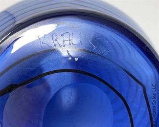 #18 Kralik Marked Bohemian Cobalt Blue Pitcher. 6" x 9.5" $48