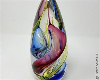 #19 Robert Phillips Signed Conical Art Glass Sculpture. 3.5" x 8.5" $295