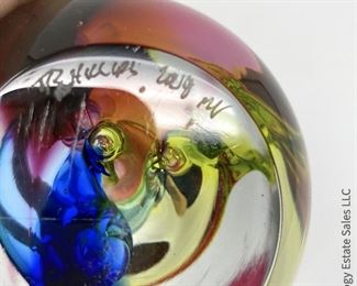 #19 Robert Phillips Signed Conical Art Glass Sculpture. 3.5" x 8.5" $295