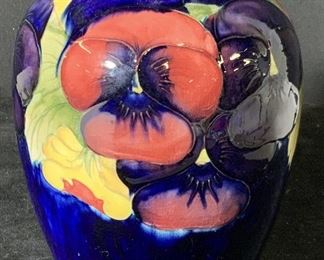 MOORCROFT Ceramic Glazed Pansy Vase, England