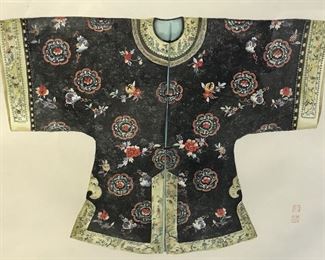 Signed Chinese Watercolor Painting Ceremonial Robe