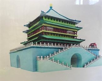 WANG JIYU Signed Ltd Ed Lithographic Temple