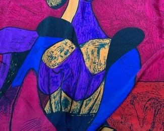 Large Picasso Motif Silk Scarf, France