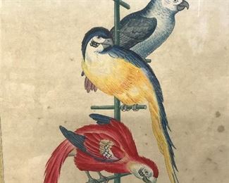 Chinese Watercolor Painting Parrots