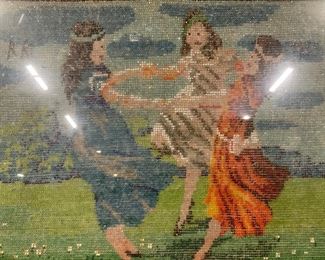 Vintage KK Initialed Beadwork Artwork