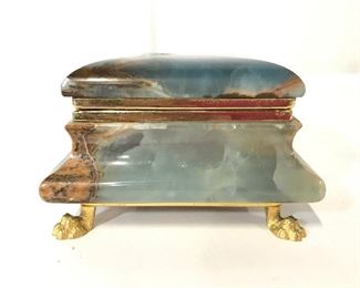 Carved Stoned Footed Keepsake Box