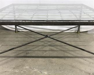 Industrial Modern Glass Top Metal Coffee Table