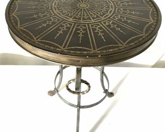 Vintage Footed Round Metal Side Table