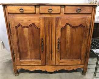 Antique Wooden Country French Tall Sideboard