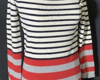 CHANEL Striped Red & White Sweater